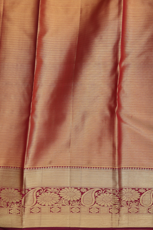 Kanchipuram Silk Saree In Gold Tissue With Floral Design