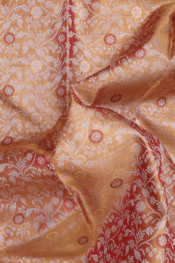 Kanchipuram Silk Saree In Gold Tissue With Floral Design
