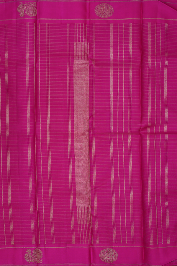 Kanchipuram Silk Saree In Rani Pink With Checks Design