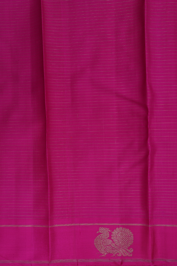 Kanchipuram Silk Saree In Rani Pink With Checks Design