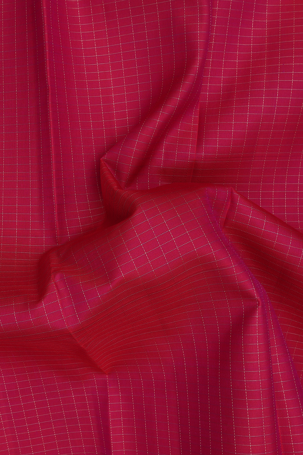 Kanchipuram Silk Saree In Rani Pink With Checks Design