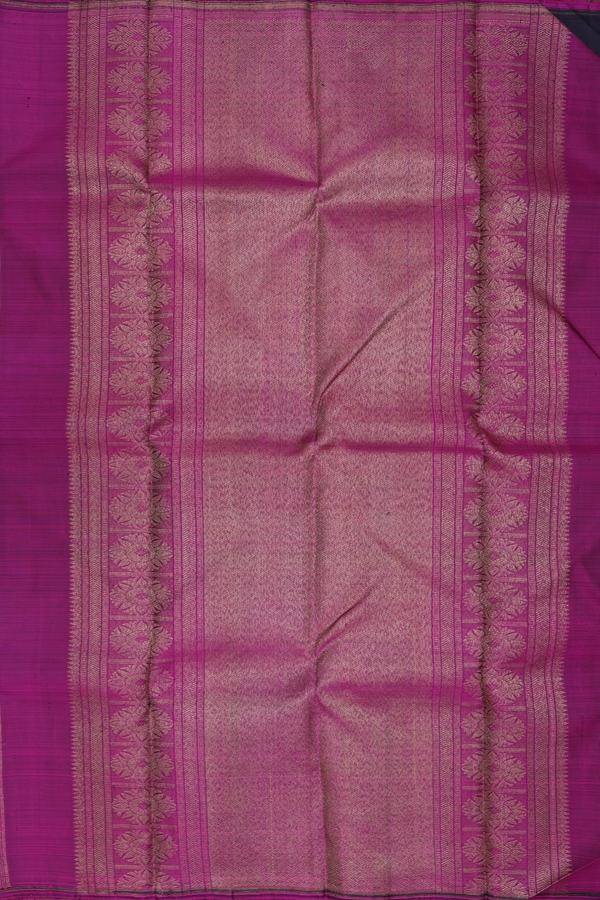 Kanchipuram Silk Saree In Black With Peacock Buttas