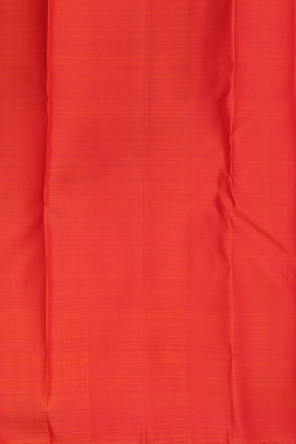 Kanchipuram Silk Saree In Orange With Jacquard Pattern