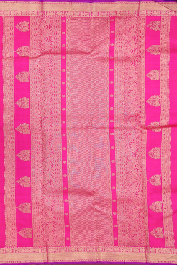 Kanchipuram Silk Saree In Multicolor Along Checks With Motifs