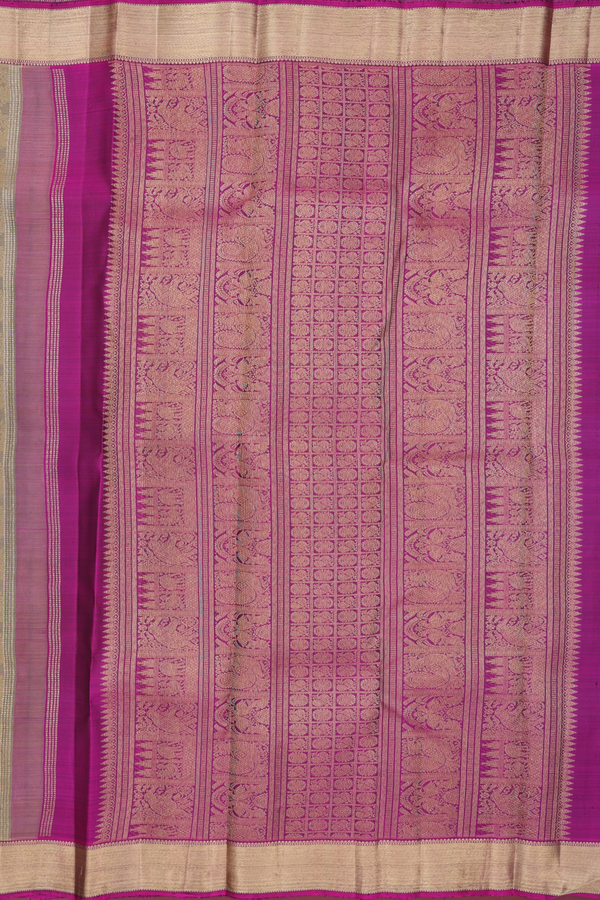 Kanchipuram Silk Saree In Greenish Grey With Jacquard Design