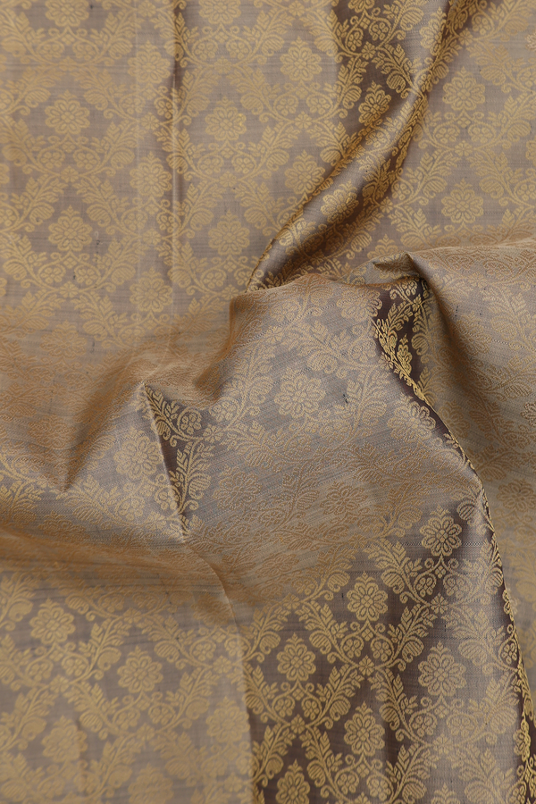 Kanchipuram Silk Saree In Greenish Grey With Jacquard Design