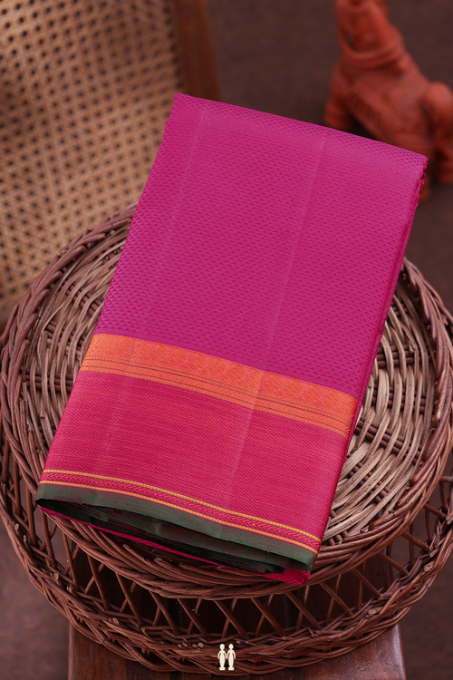 Kanchipuram Silk Saree In Dark Pink With Jacquard Pattern