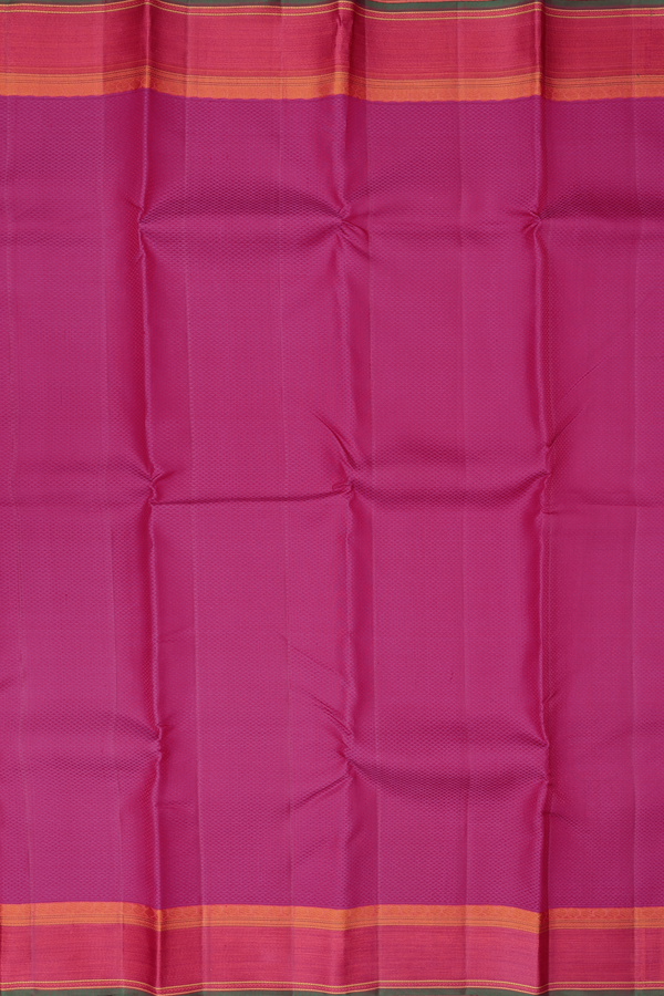 Kanchipuram Silk Saree In Dark Pink With Jacquard Pattern