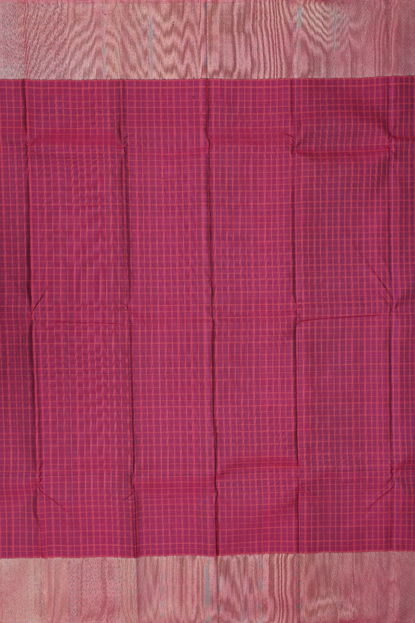 Kanchipuram Silk Saree In Maroon With Checks Design