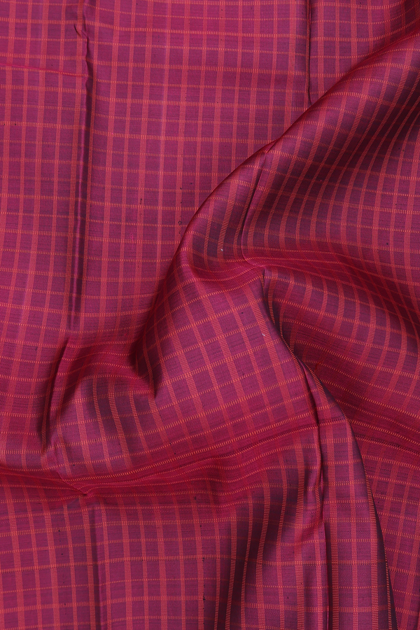Kanchipuram Silk Saree In Maroon With Checks Design