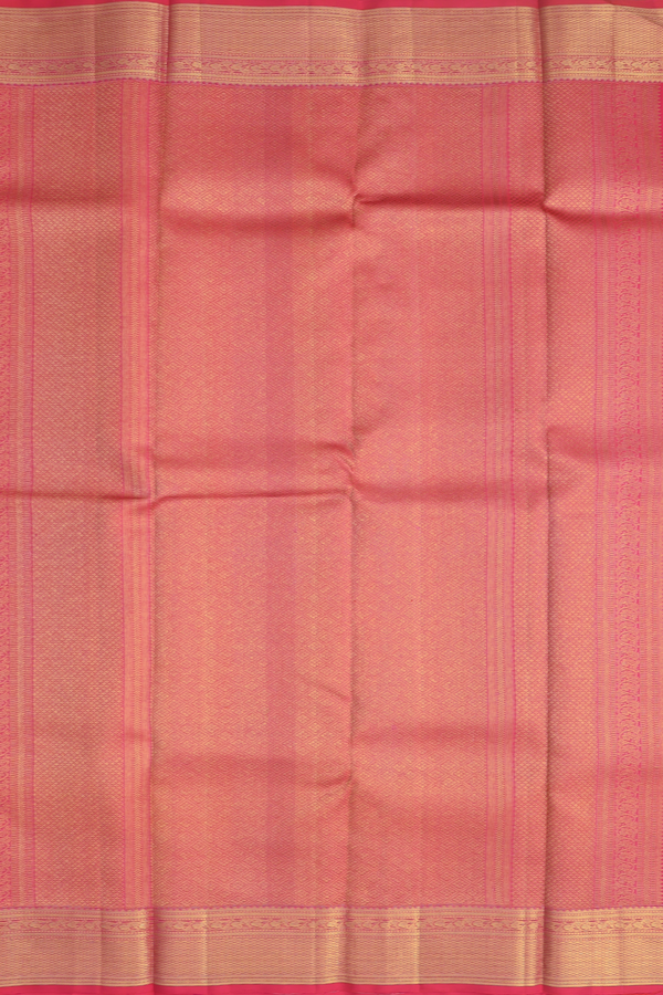 Kanchipuram Silk Saree In Bright Pink With Peacock Buttas