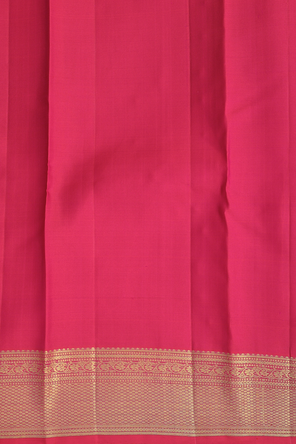 Kanchipuram Silk Saree In Bright Pink With Peacock Buttas