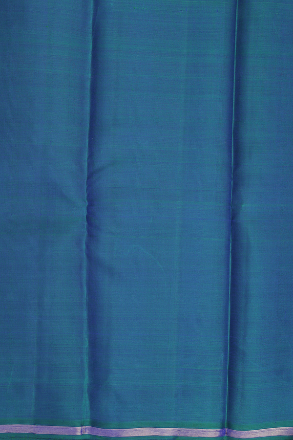 Kanchipuram Silk Saree In Blue With Stripes Design