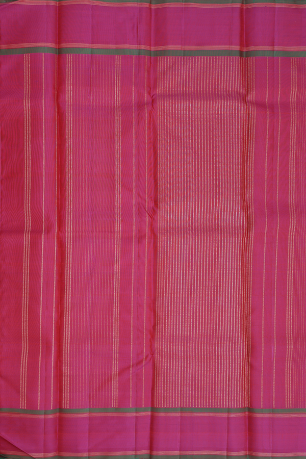 Kanchipuram Silk Saree In Pink And Orange With Checks Design