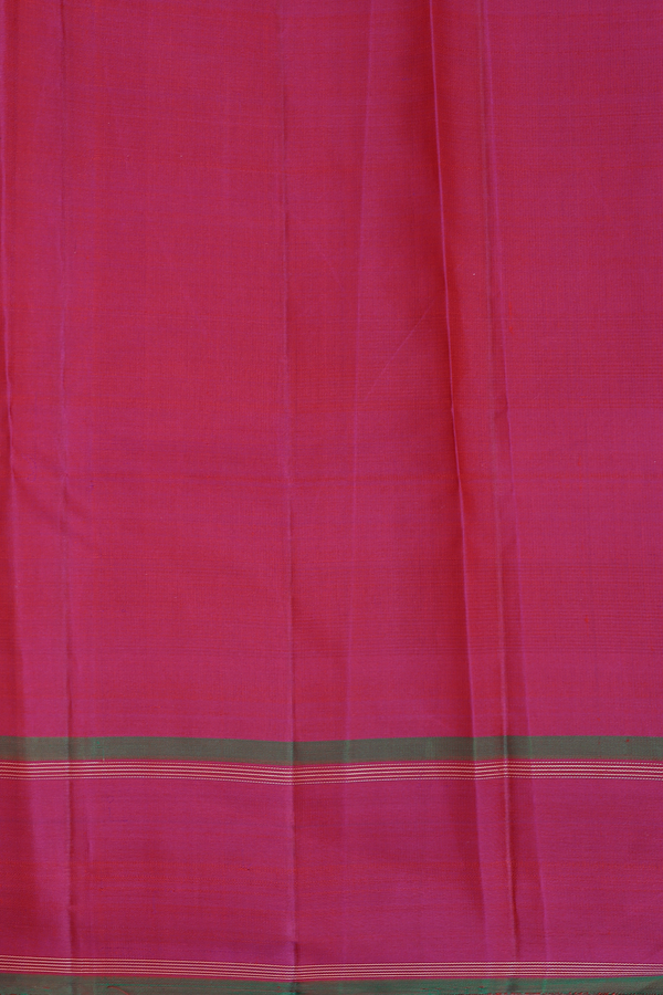 Kanchipuram Silk Saree In Pink And Orange With Checks Design