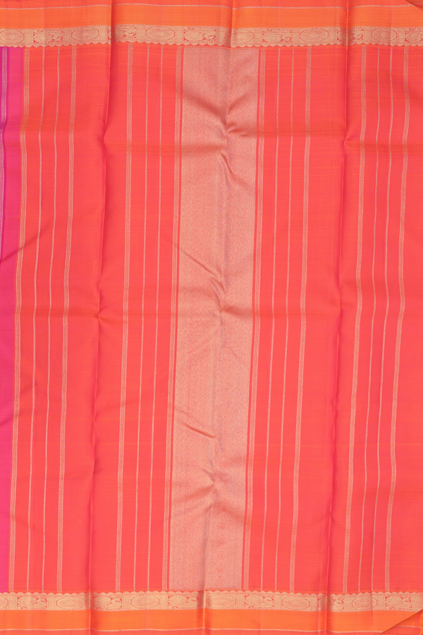 Kanchipuram Silk Saree In Rani Pink With Chevron Design