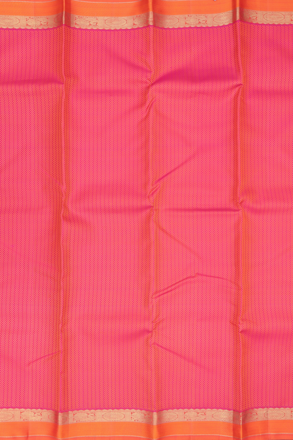 Kanchipuram Silk Saree In Rani Pink With Chevron Design