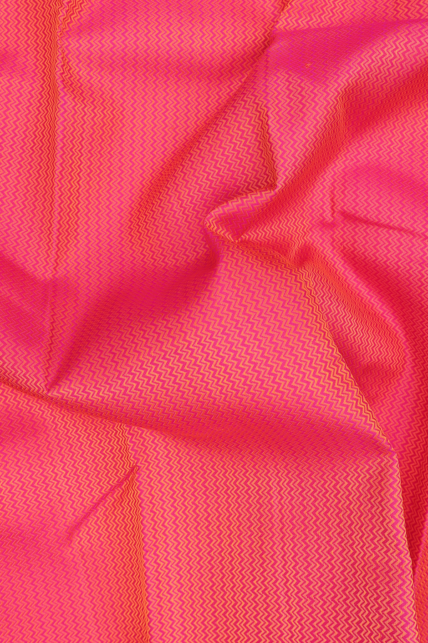Kanchipuram Silk Saree In Rani Pink With Chevron Design