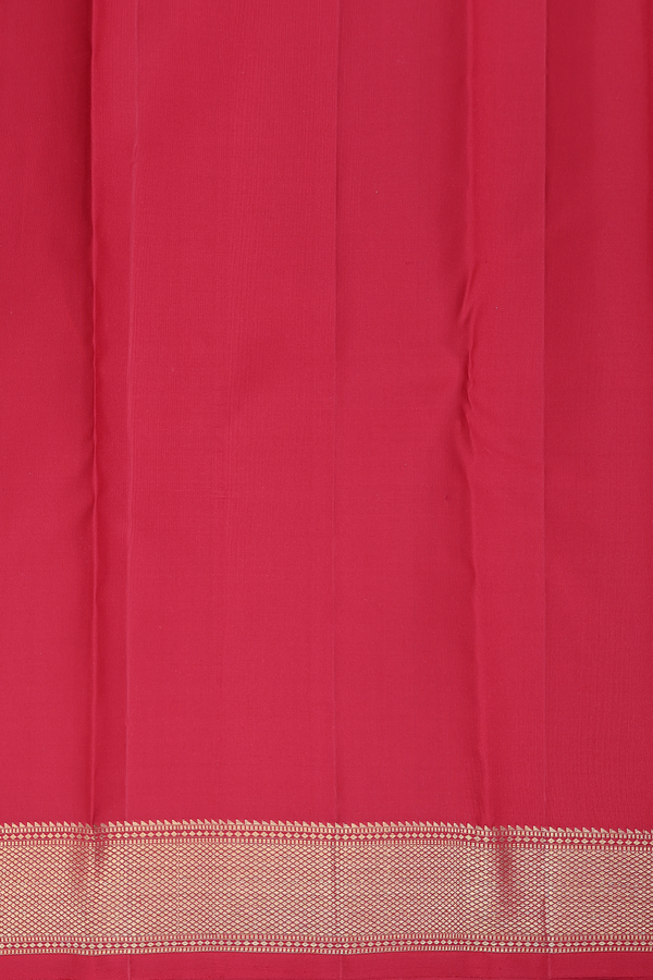 Kanchipuram Silk Saree In Crimson Red With Parrot Buttas