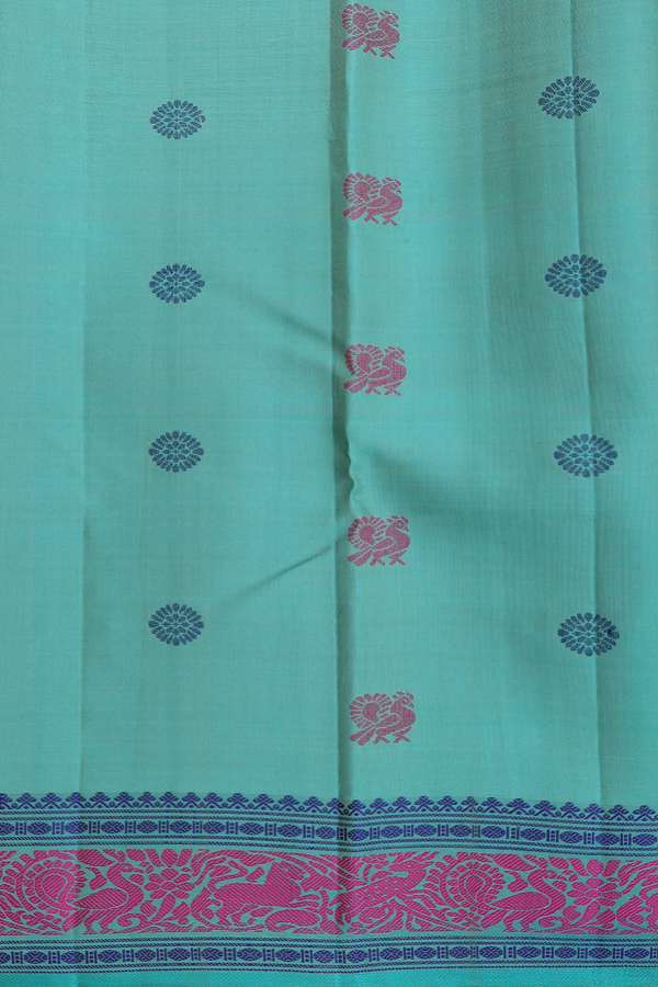Kanchipuram Silk Saree In Yellow With Threadwork Border