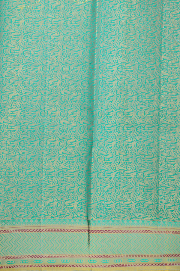 Kanchipuram Silk Saree In Dusty Green With Checks Design
