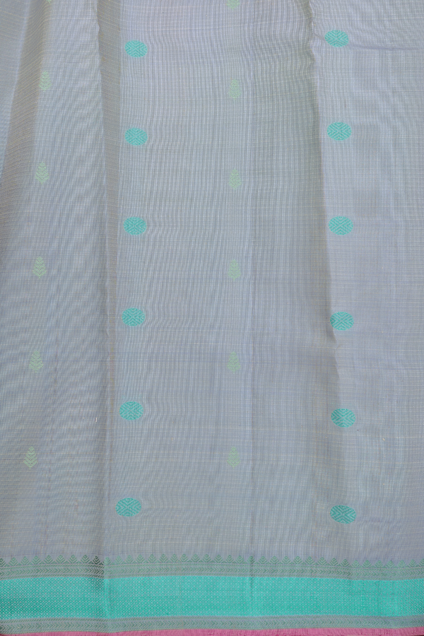 Kanchipuram Silk Saree In Cream Color With Stripes Design