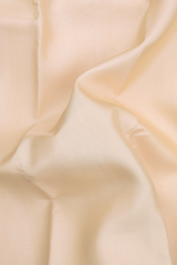 Kanchipuram Silk Saree In Cream Color With Stripes Design