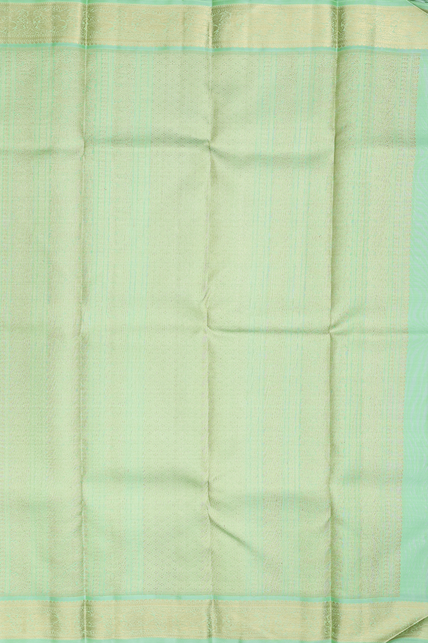 Kanchipuram Silk Saree In Mint Green With Zari Buttas