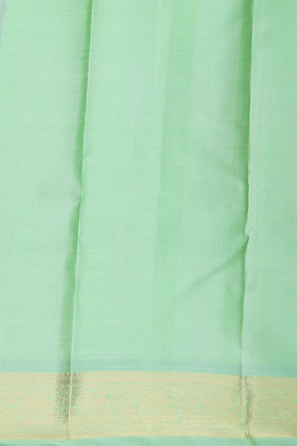 Kanchipuram Silk Saree In Mint Green With Zari Buttas