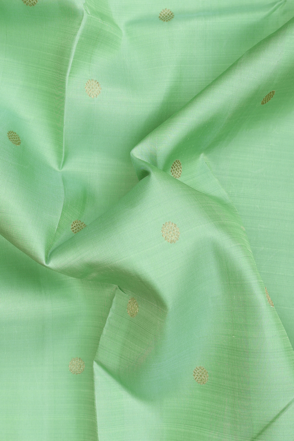 Kanchipuram Silk Saree In Mint Green With Zari Buttas
