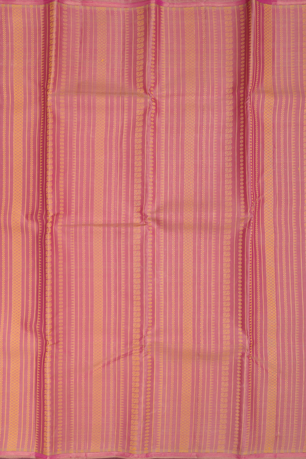 Kanchipuram Silk Saree In Dusty Pink With Stripes Design