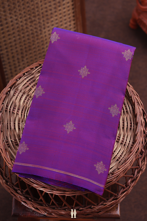 Kanchipuram Silk Saree Purple And Ochre Orange With Half And Half