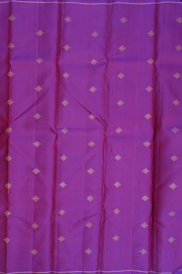 Kanchipuram Silk Saree Purple And Ochre Orange With Half And Half