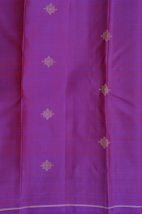 Kanchipuram Silk Saree Purple And Ochre Orange With Half And Half