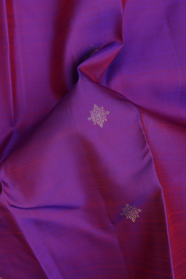 Kanchipuram Silk Saree Purple And Ochre Orange With Half And Half