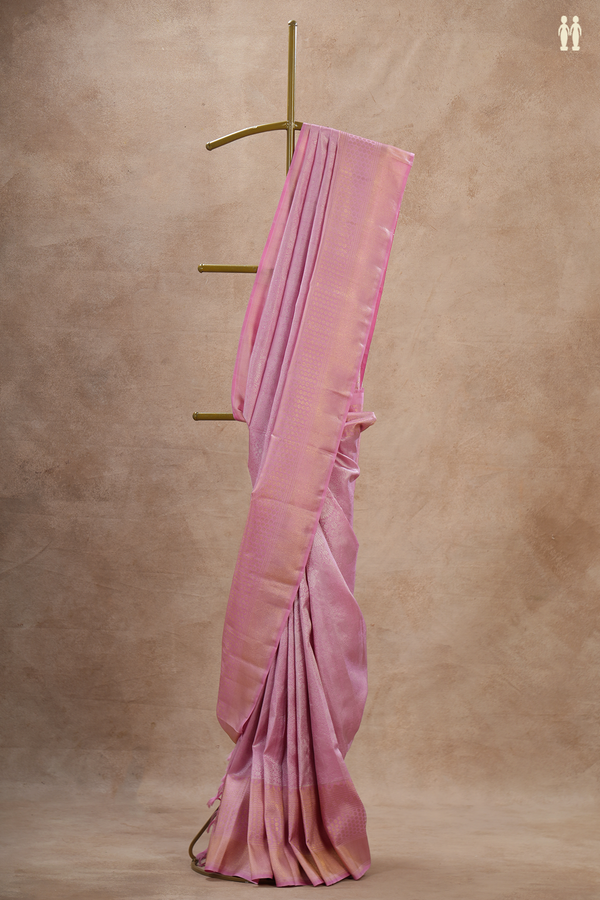Kanchipuram Silk Saree In Pink With Brocade Design