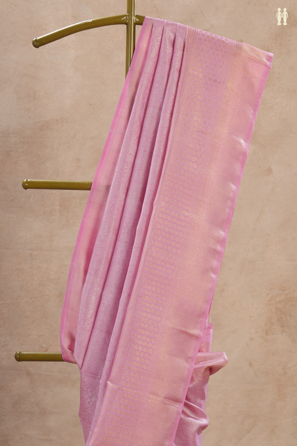 Kanchipuram Silk Saree In Pink With Brocade Design