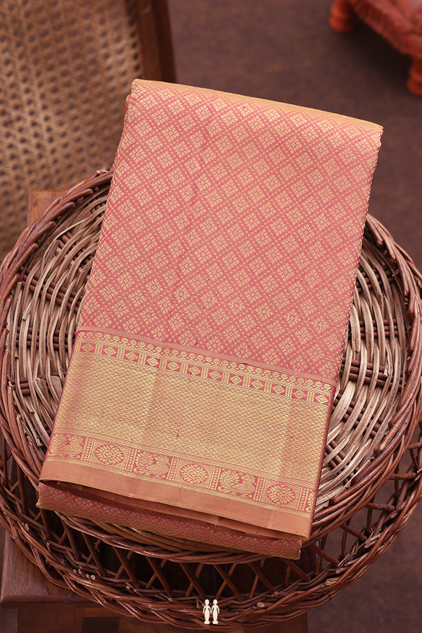 Kanchipuram Silk Saree In Dusty Rose With Jacquard Pattern