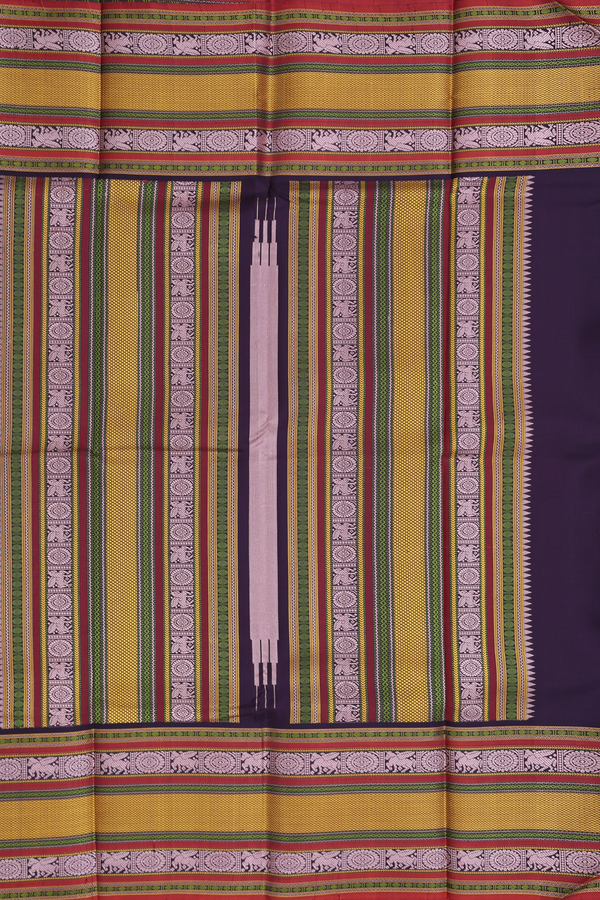 Kanchipuram Silk Saree In Scarlet Red With Horse Buttas
