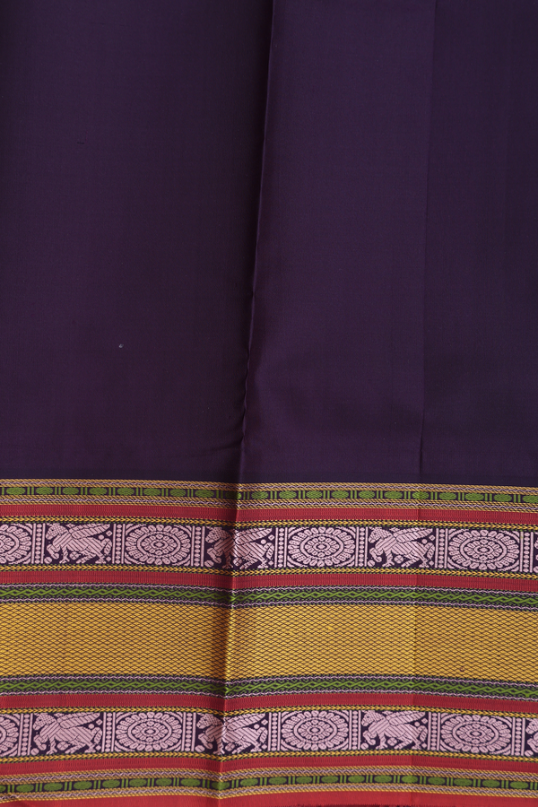 Kanchipuram Silk Saree In Scarlet Red With Horse Buttas