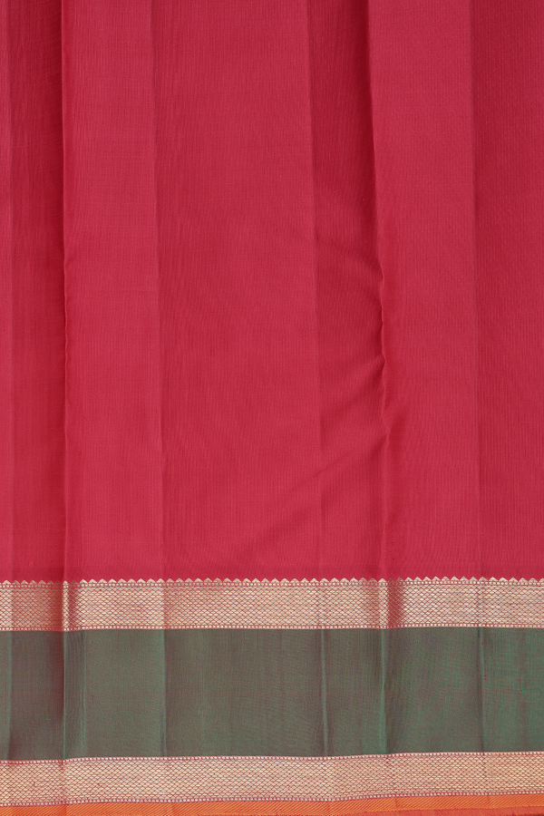Kanchipuram Silk Saree In Saffron Yellow With Zari Buttas
