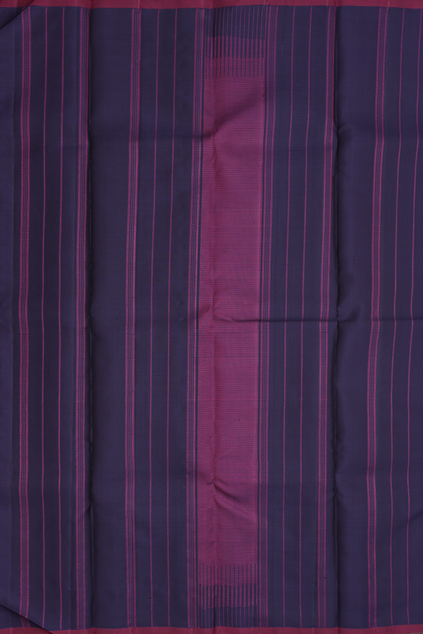 Kanchipuram Silk Saree In Navy Blue With Threadwork Buttas