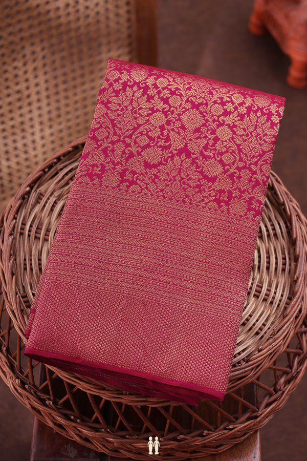 Kanchipuram Silk Saree In Berry Red With Brocade Design