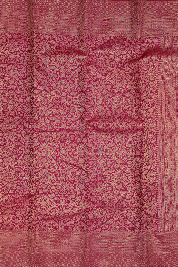 Kanchipuram Silk Saree In Berry Red With Brocade Design