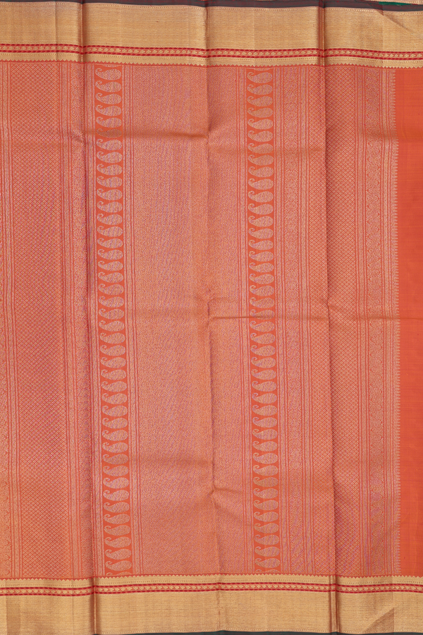 Kanchipuram Silk Saree In Spiced Orange With Floral Buttis