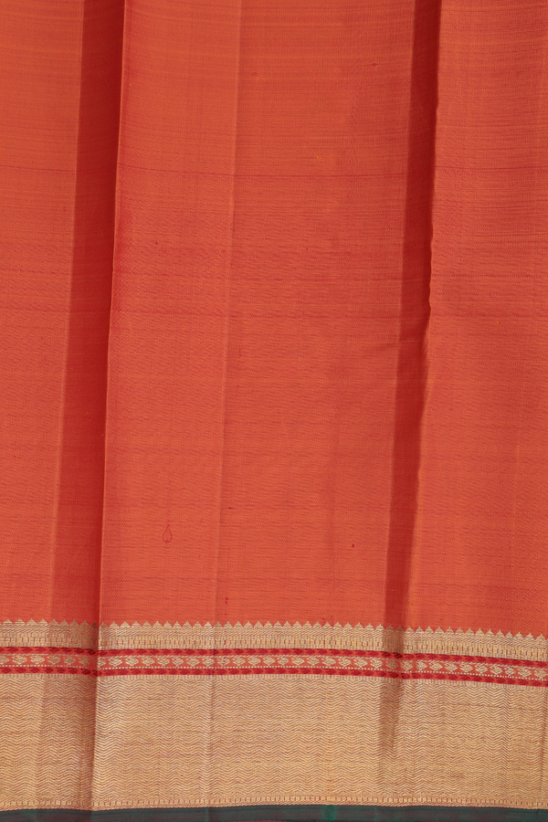 Kanchipuram Silk Saree In Spiced Orange With Floral Buttis