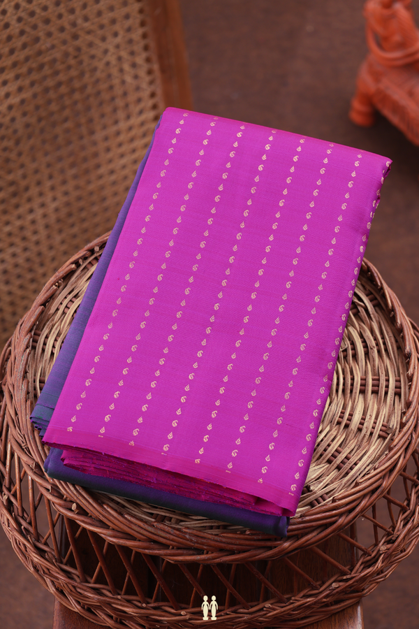Kanchipuram Silk Saree Purple And Dual Tone With Half And Half