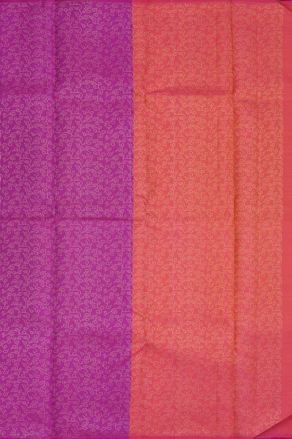 Kanchipuram Silk Saree Purple And Dual Tone With Half And Half