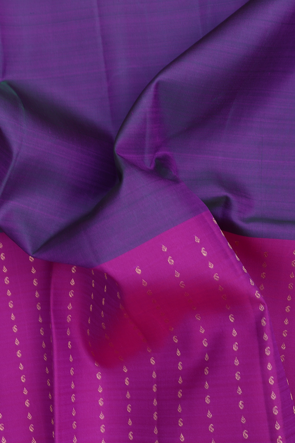 Kanchipuram Silk Saree Purple And Dual Tone With Half And Half