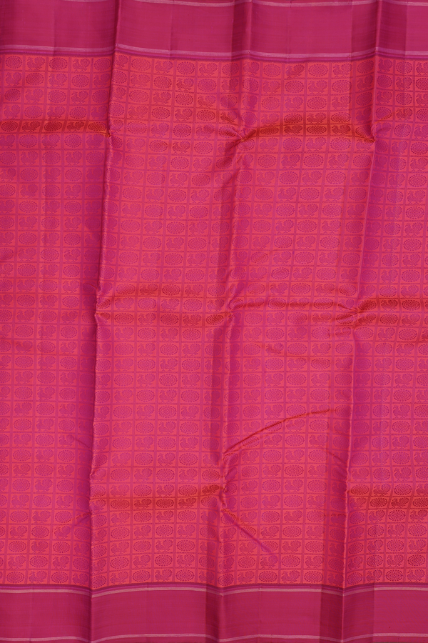 Kanchipuram Silk Saree In Pink With Checks Design